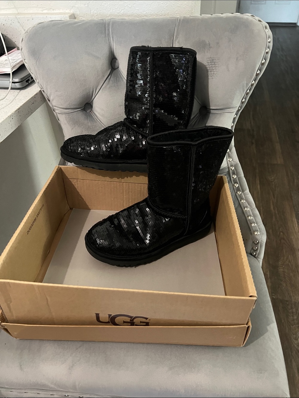 UGG Black Sequin Short Boots